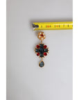 Dolce & Gabbana Gold Tone Crystal Rhinestone Embellish Dangling Earrings