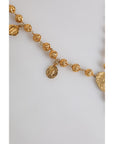 Dolce & Gabbana Gold Tone Chain Brass Beaded Statement Sicily Necklace