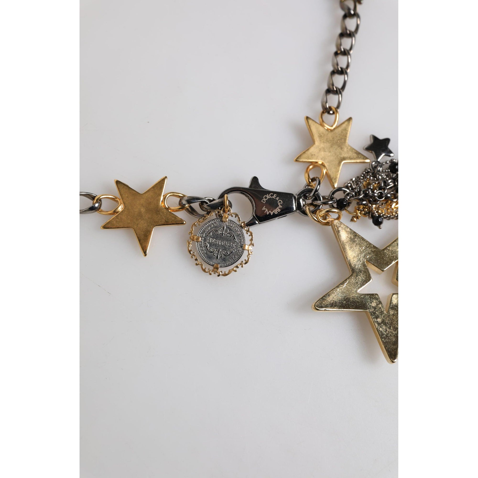 Dolce &amp; Gabbana Silver Gold Brass Embellished Waist Chain Belt