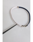 Dolce & Gabbana Blue White Leather Trimmed DG Engraved Silver Tone Clasp Bracelet