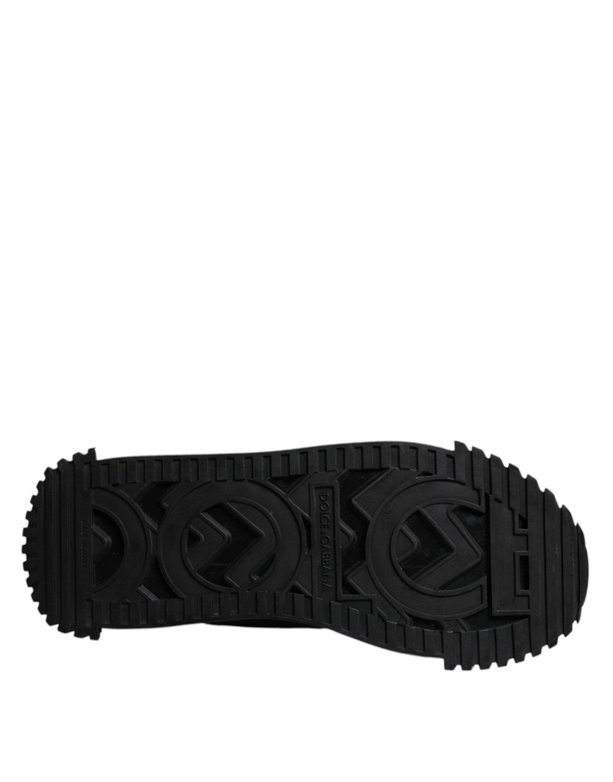 Dolce &amp; Gabbana Black Logo Lace Up Low Top NS1 Sneakers Shoes