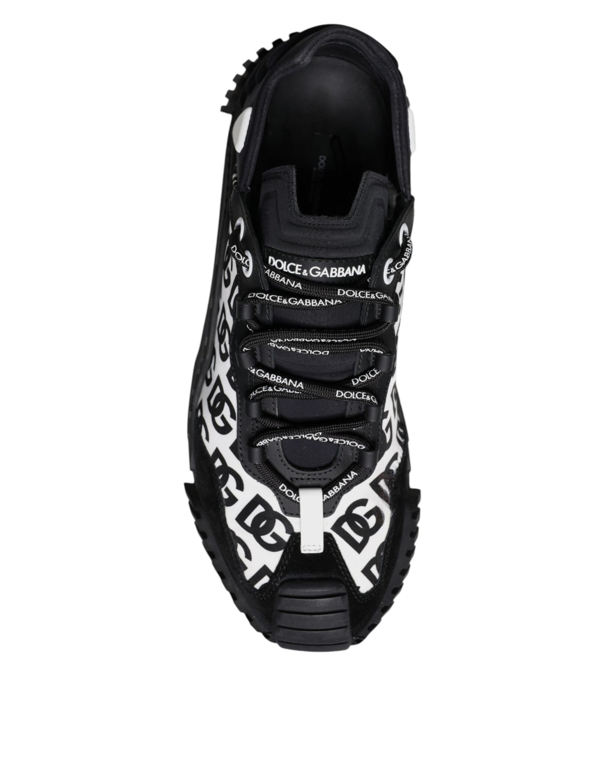 Dolce &amp; Gabbana Black Logo Lace Up Low Top NS1 Sneakers Shoes
