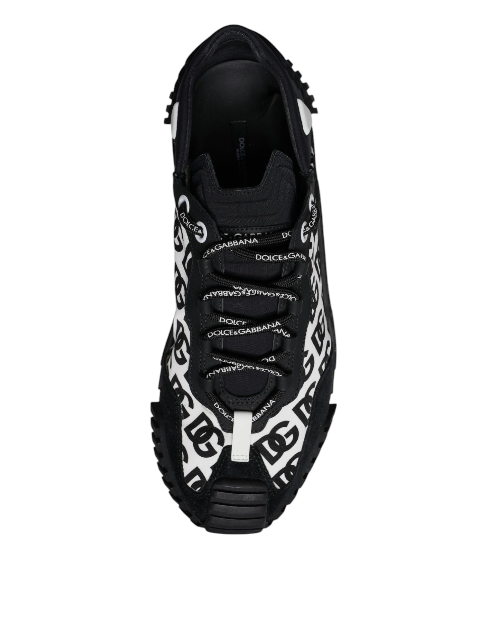 Dolce &amp; Gabbana Black Logo Lace Up Low Top NS1 Sneakers Shoes