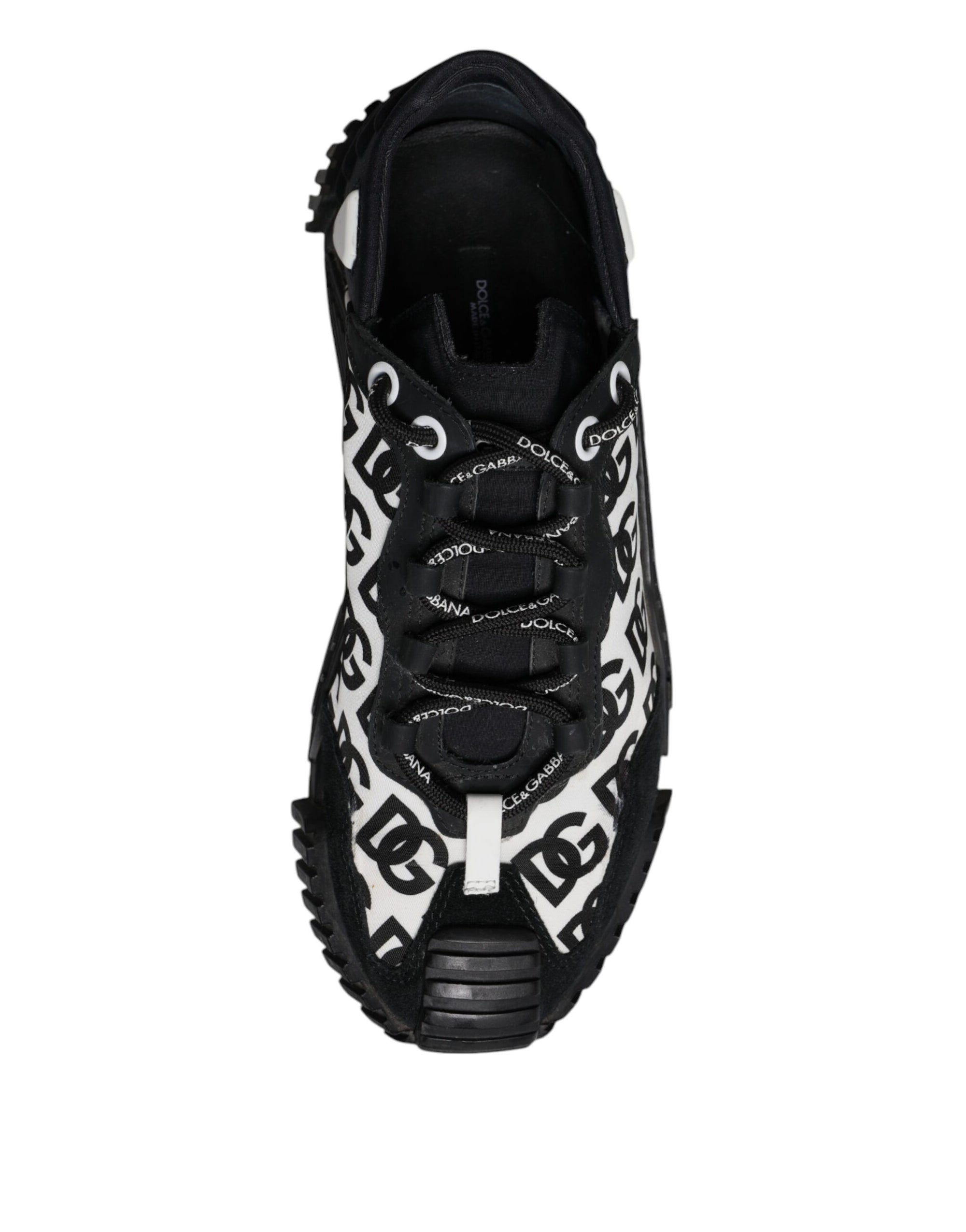 Dolce &amp; Gabbana Black Logo Lace Up Low Top NS1 Sneakers Shoes