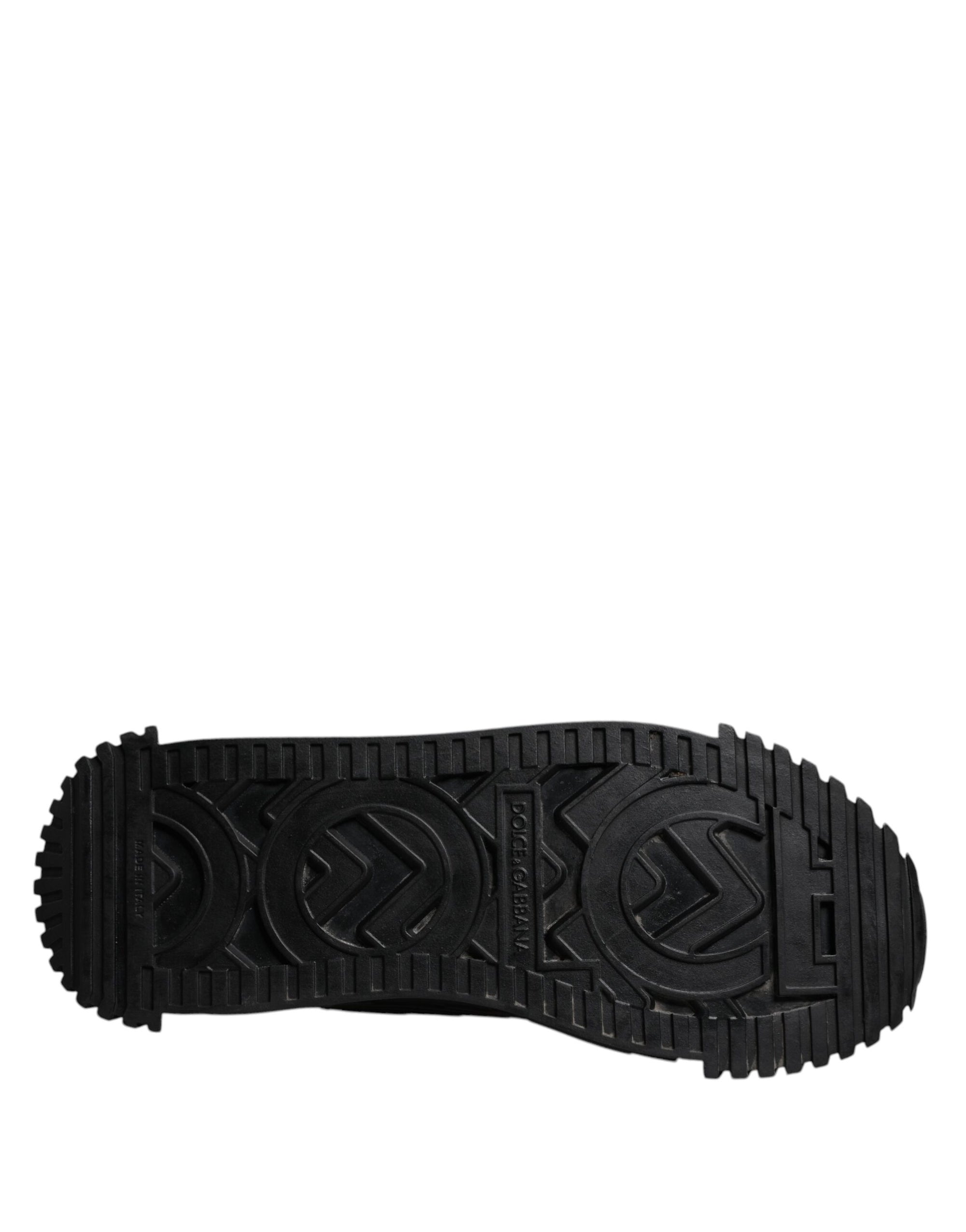 Dolce &amp; Gabbana Black Logo Lace Up Low Top NS1 Sneakers Shoes