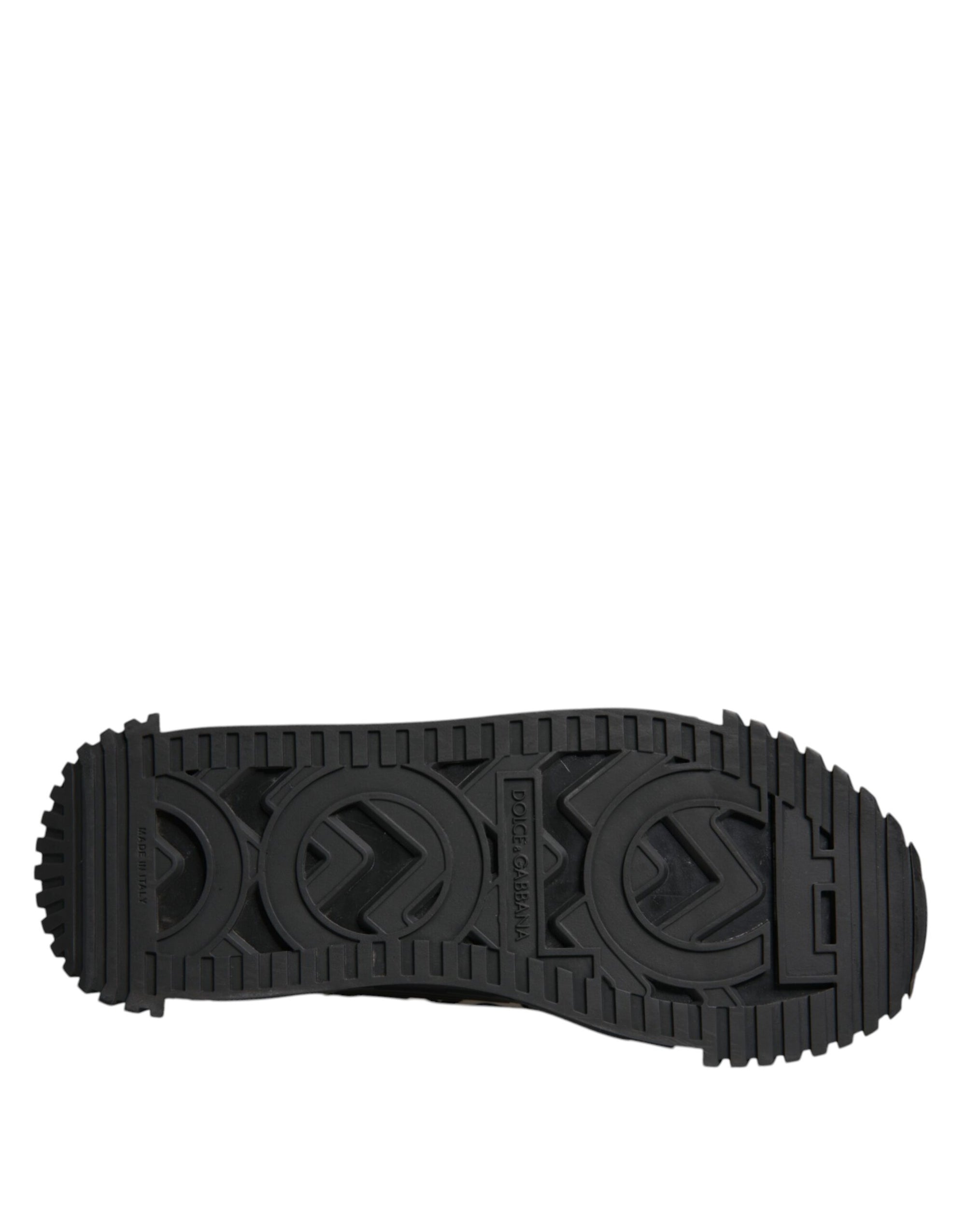 Dolce &amp; Gabbana Black Logo Lace Up Low Top NS1 Sneakers Shoes
