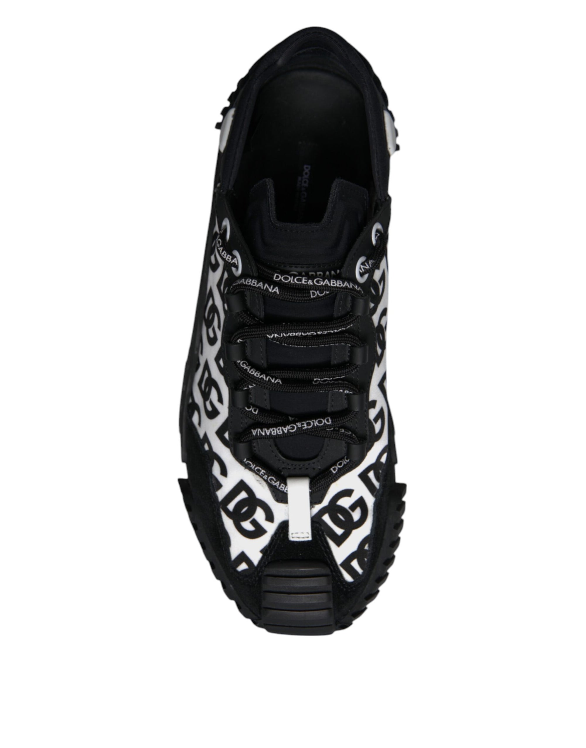 Dolce &amp; Gabbana Black Logo Lace Up Low Top NS1 Sneakers Shoes