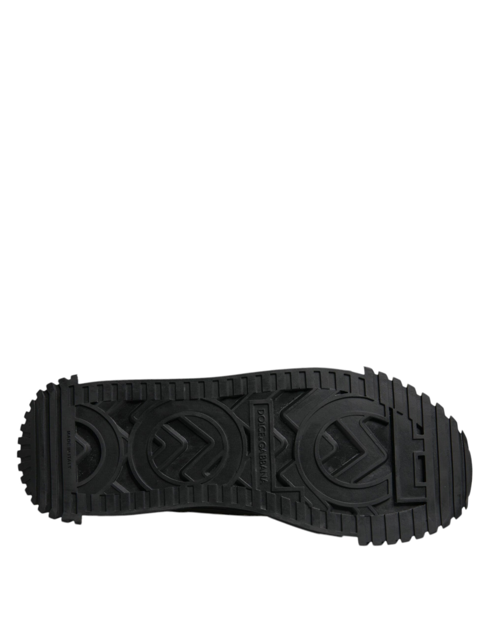 Dolce &amp; Gabbana Black Logo Lace Up Low Top NS1 Sneakers Shoes
