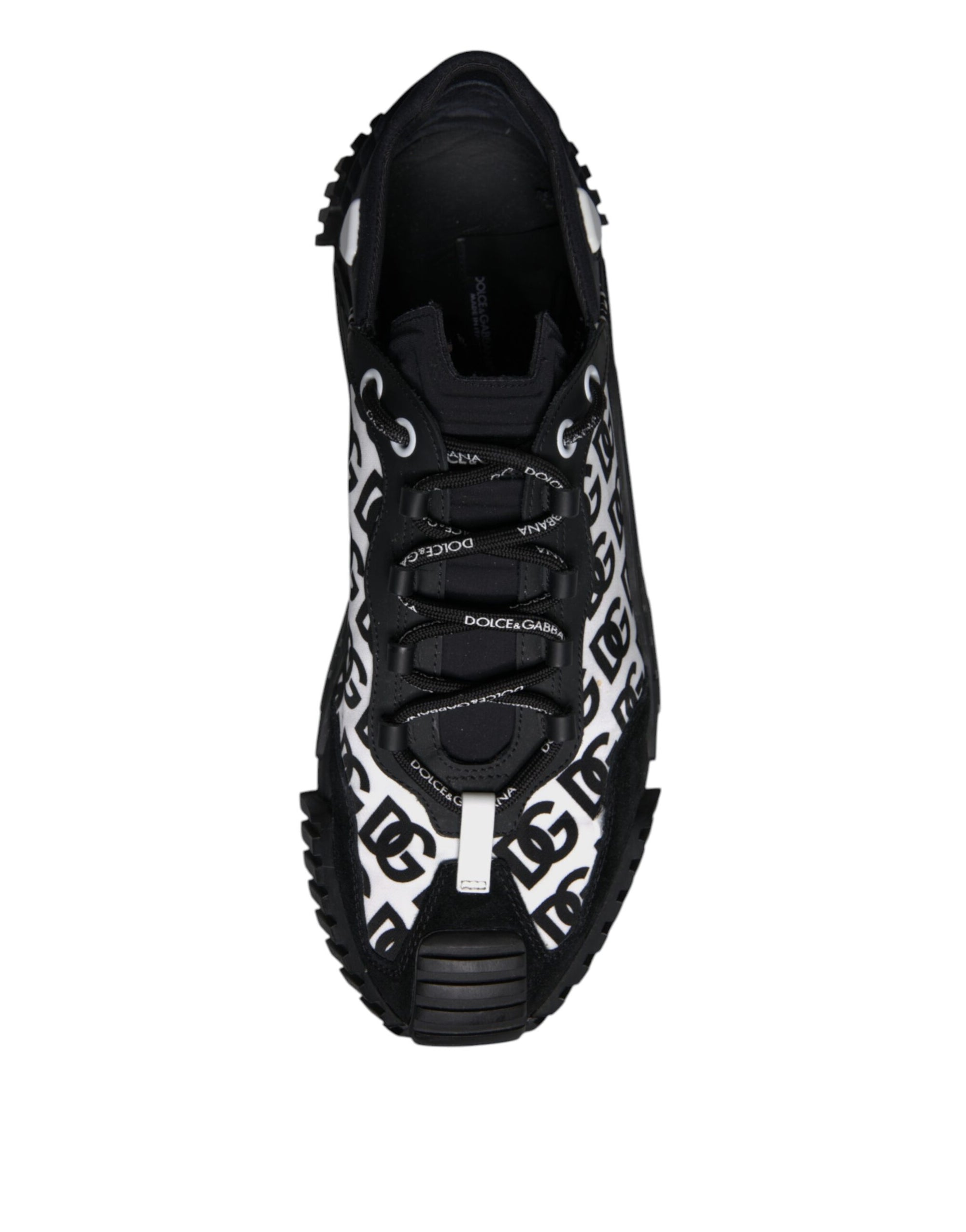 Dolce &amp; Gabbana Black Logo Lace Up Low Top NS1 Sneakers Shoes