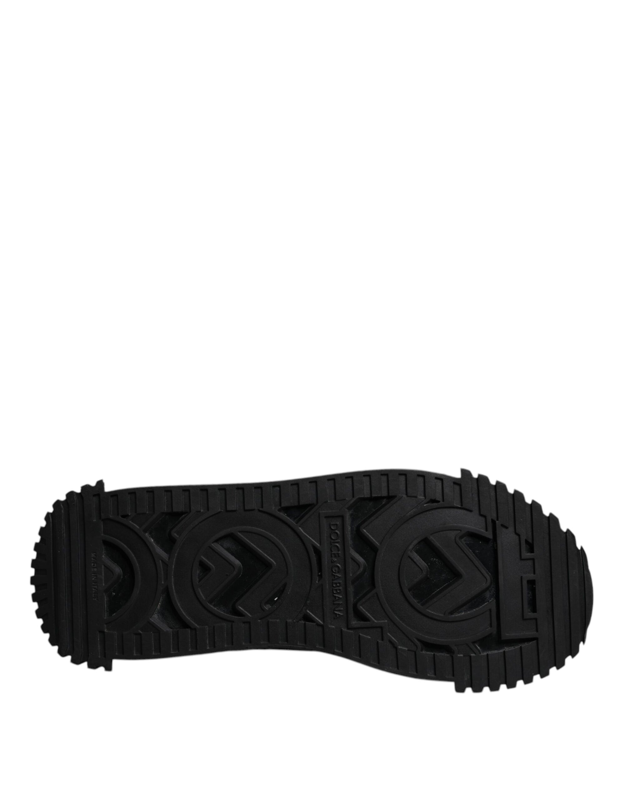 Dolce &amp; Gabbana Black Logo Lace Up Low Top NS1 Sneakers Shoes