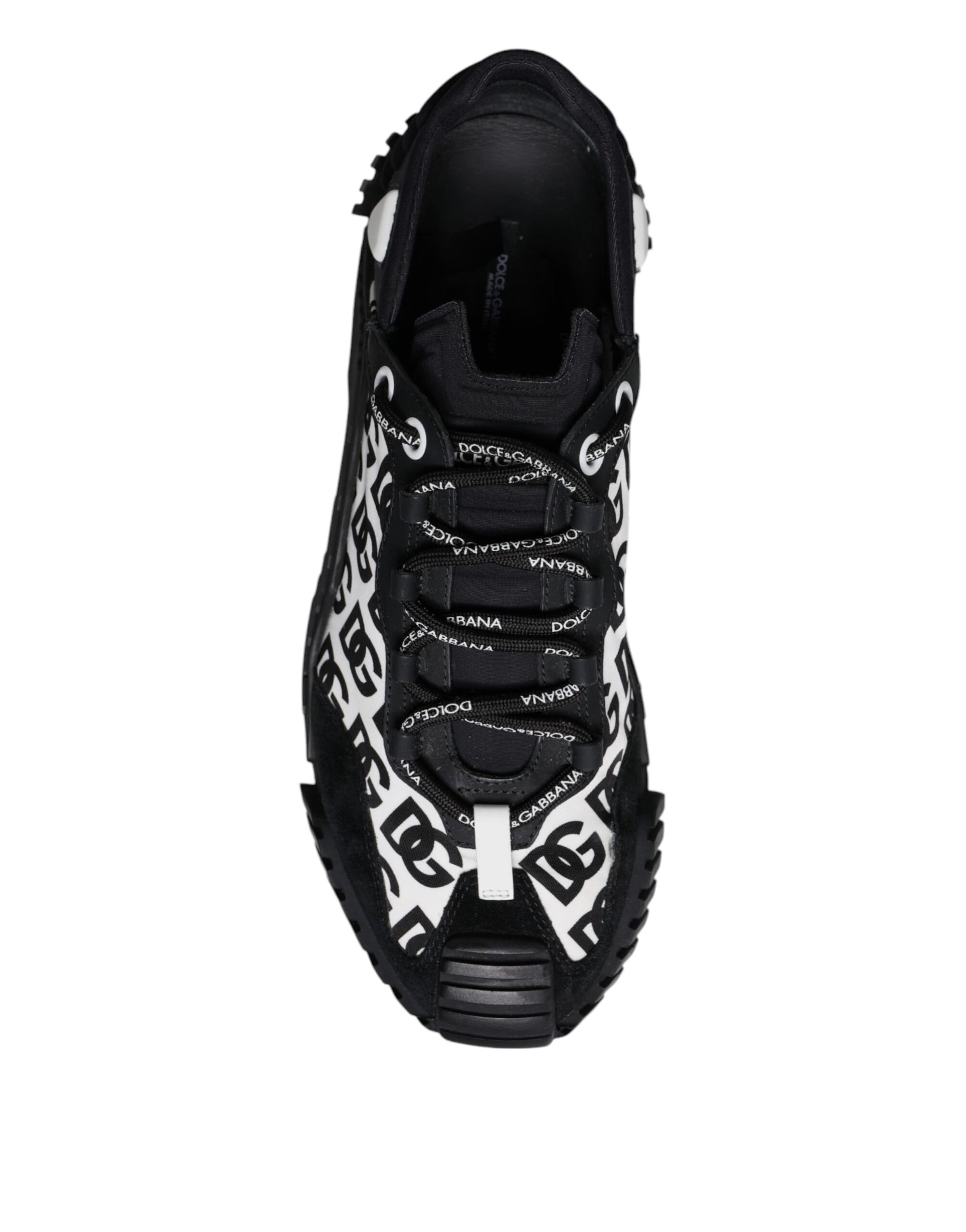 Dolce &amp; Gabbana Black Logo Lace Up Low Top NS1 Sneakers Shoes