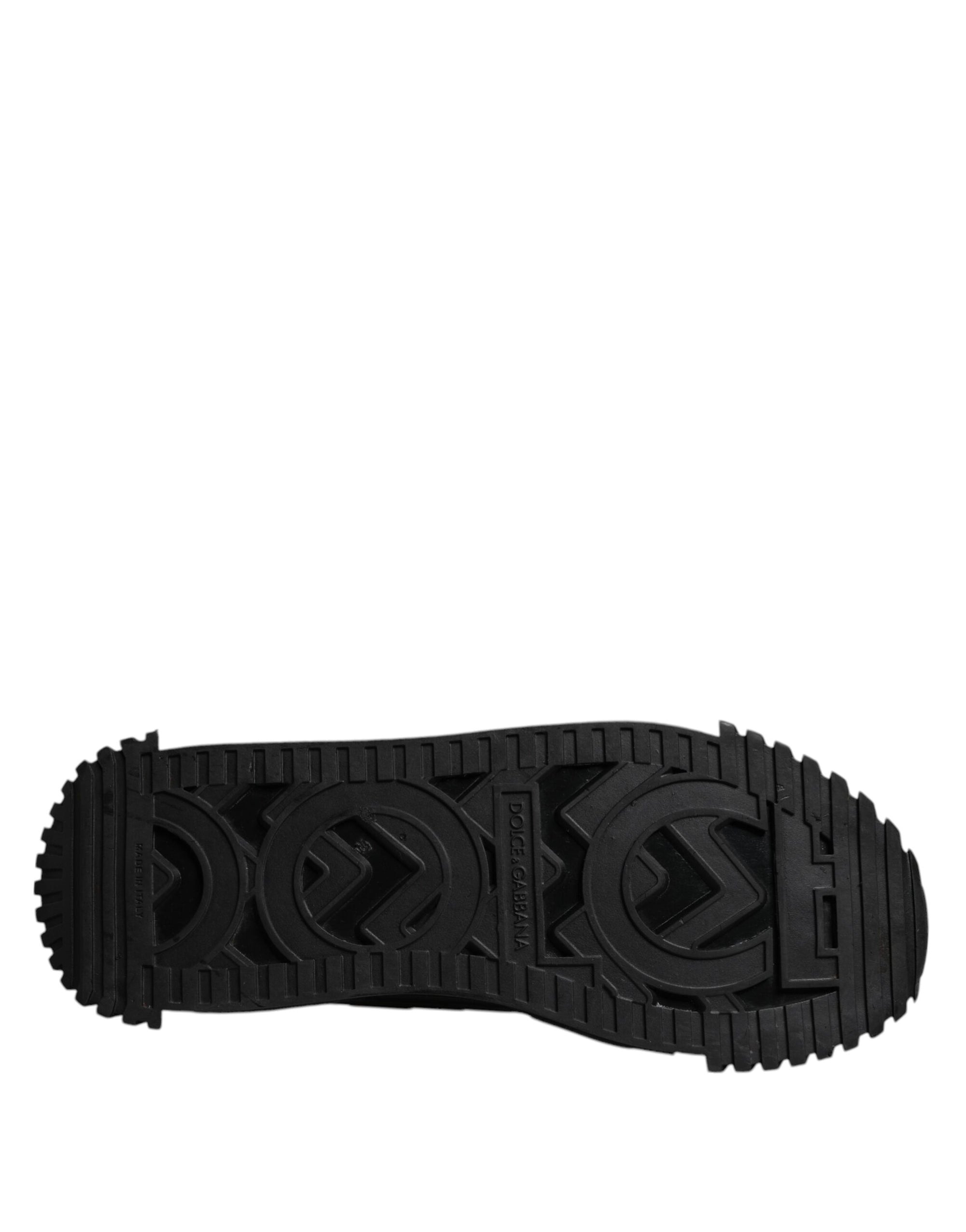 Dolce &amp; Gabbana Black Logo Lace Up Low Top NS1 Sneakers Shoes