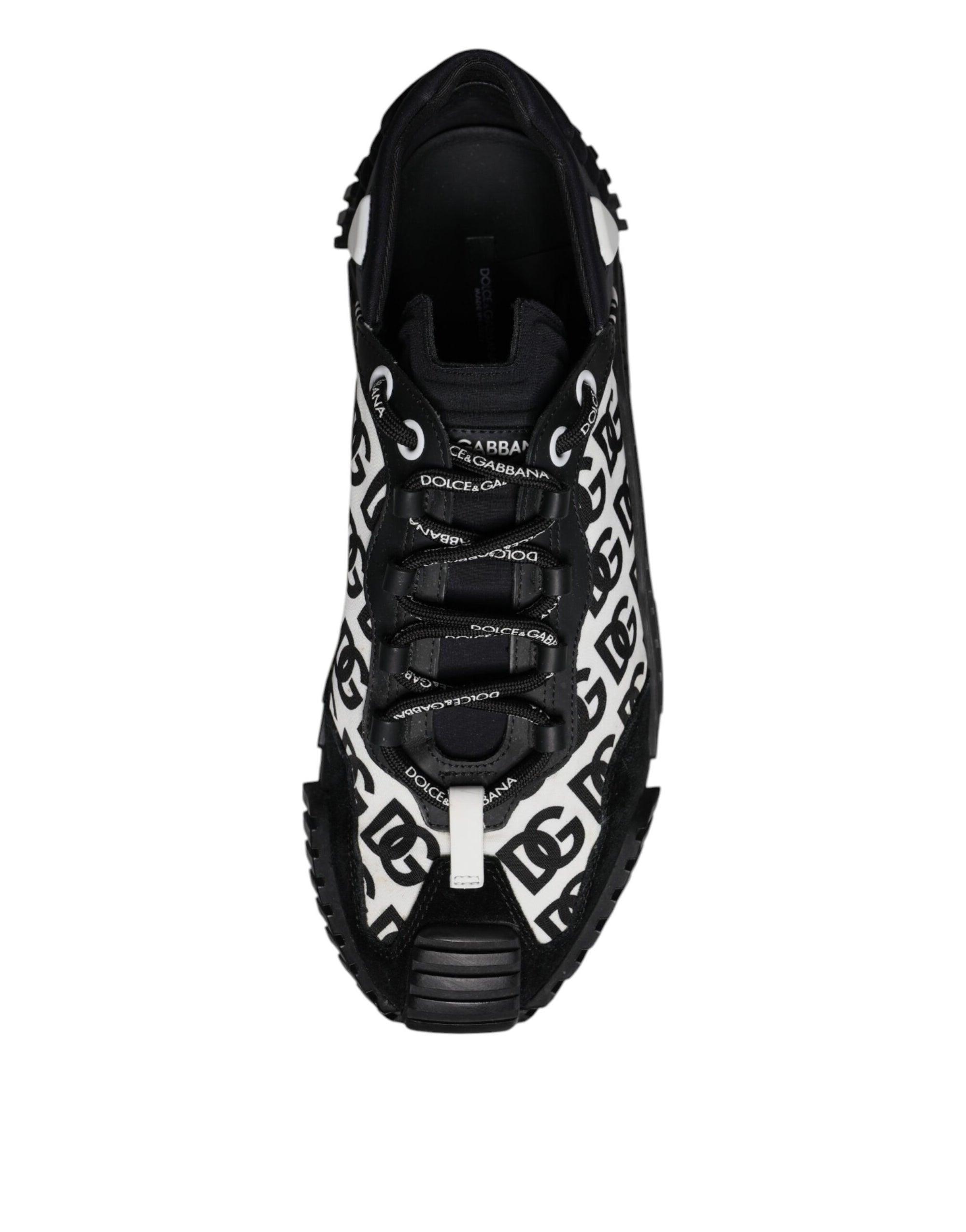 Dolce &amp; Gabbana Black Logo Lace Up Low Top NS1 Sneakers Shoes
