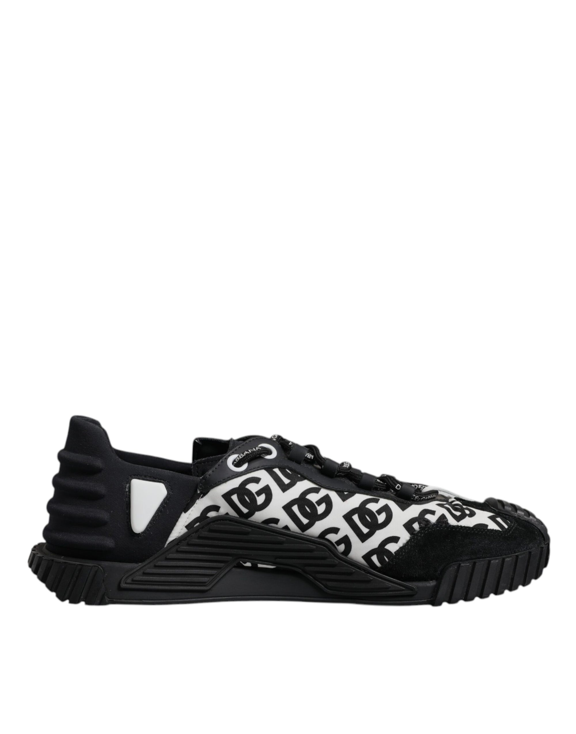Dolce &amp; Gabbana Black Logo Lace Up Low Top NS1 Sneakers Shoes