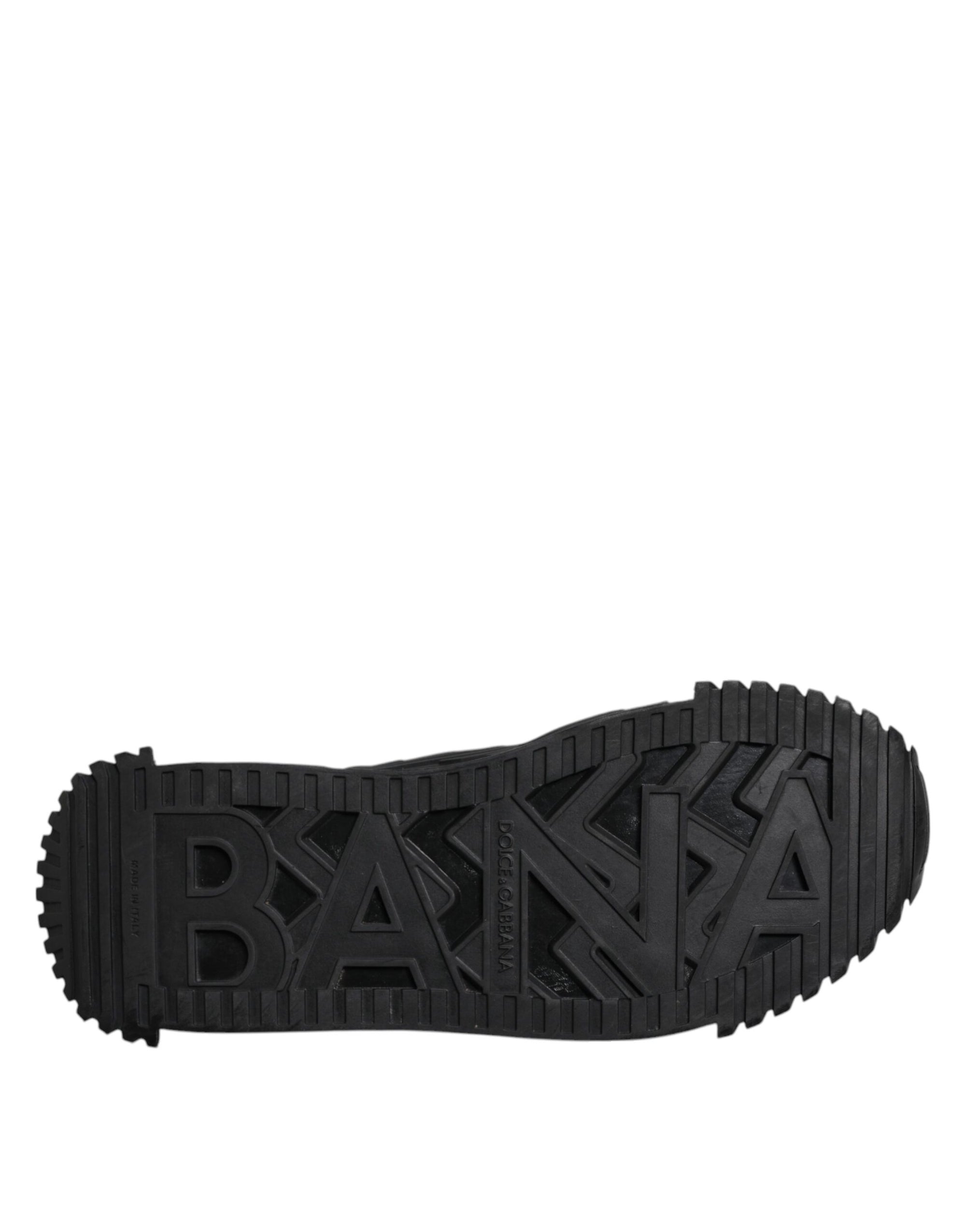 Dolce &amp; Gabbana Black Logo Lace Up Low Top NS1 Sneakers Shoes