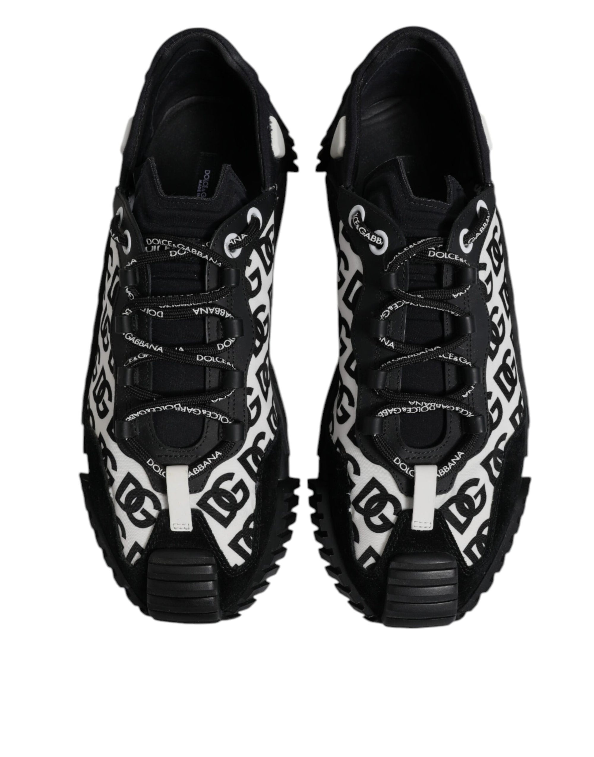 Dolce &amp; Gabbana Black Logo Lace Up Low Top NS1 Sneakers Shoes