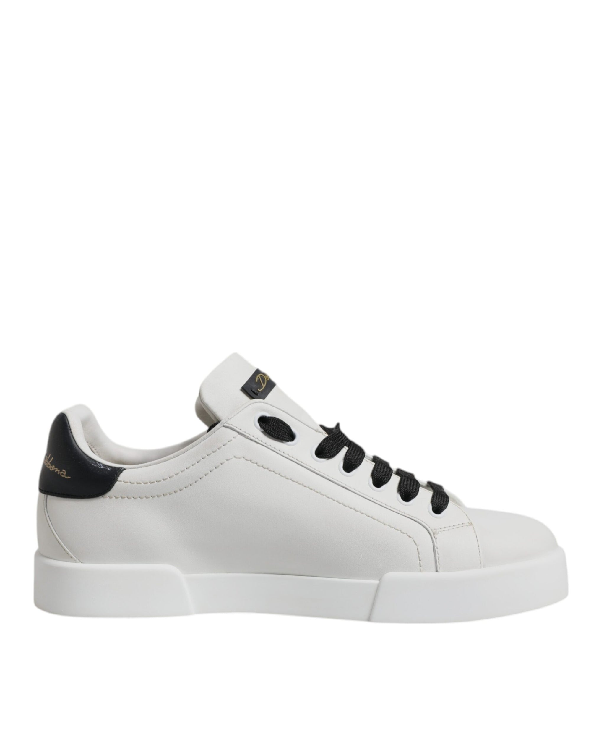 Dolce &amp; Gabbana White Leather DG Logo Low Top Sneakers Shoes