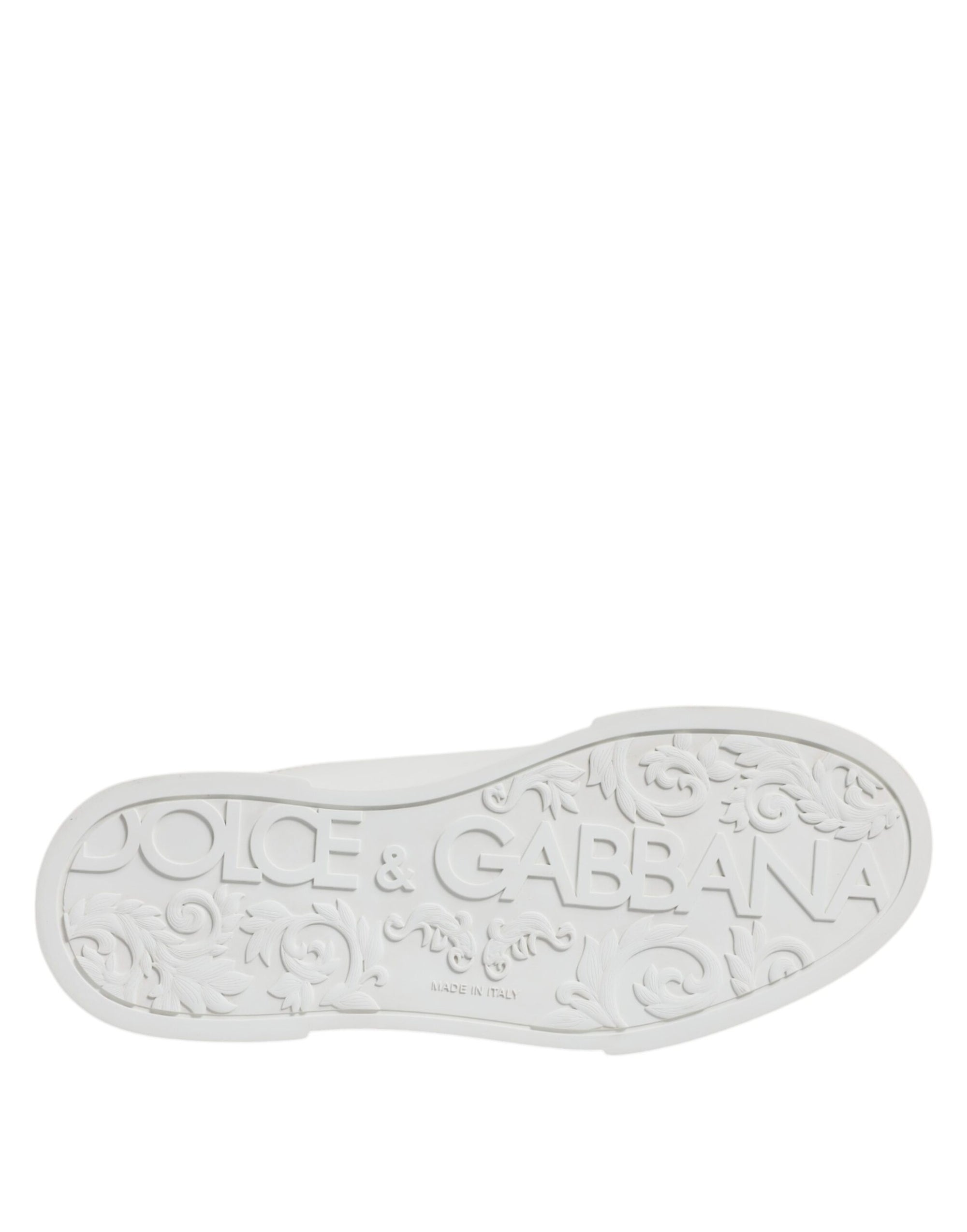 Dolce &amp; Gabbana White Leather DG Logo Low Top Sneakers Shoes