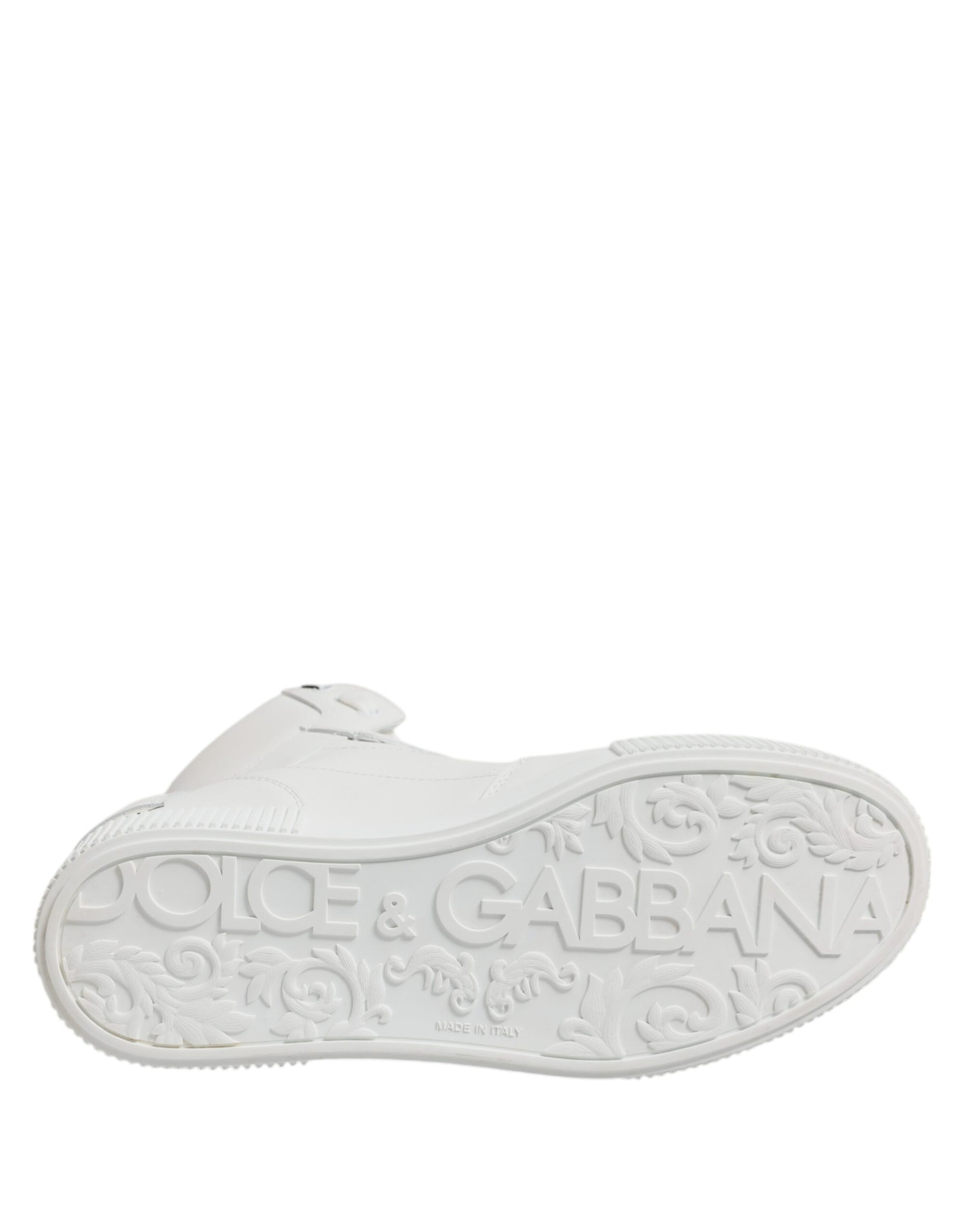 Dolce &amp; Gabbana White Leather High Top Sneakers Shoes
