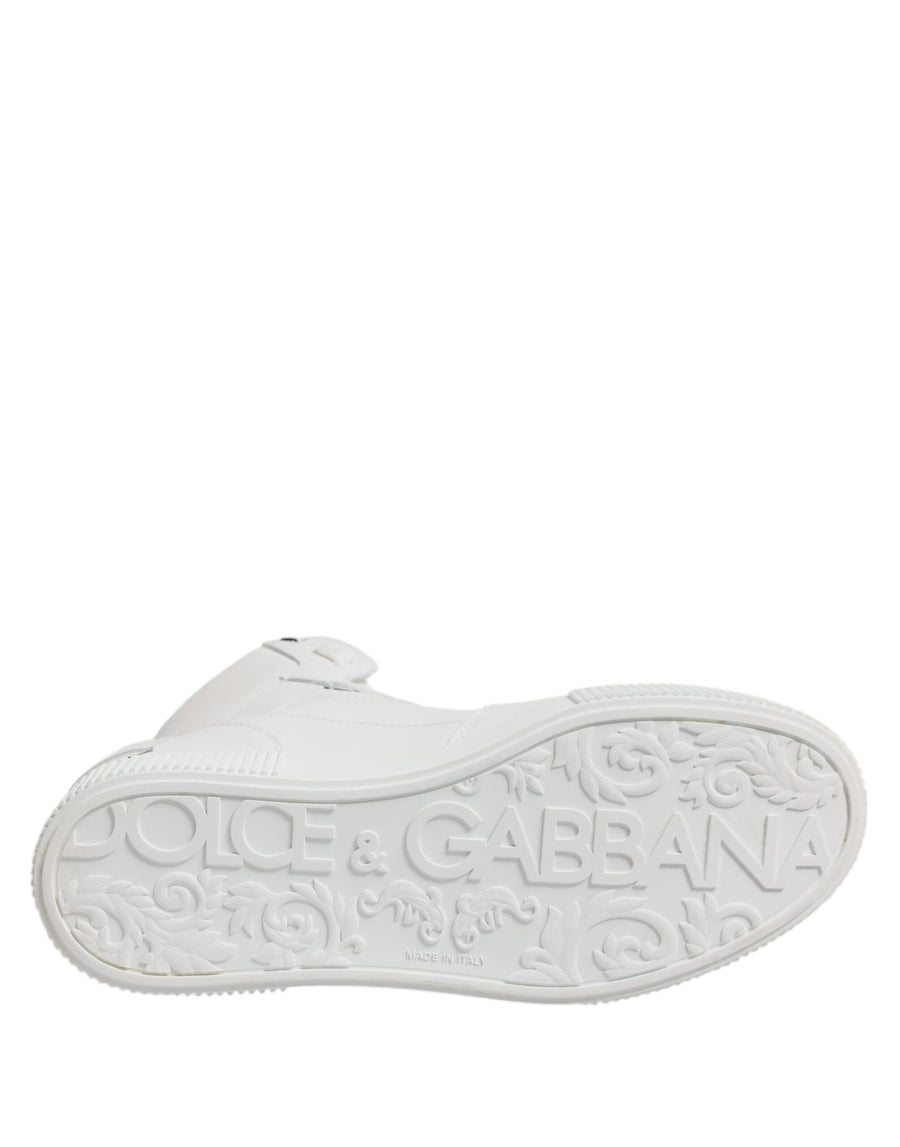 Dolce & Gabbana White Leather High Top Sneakers Shoes