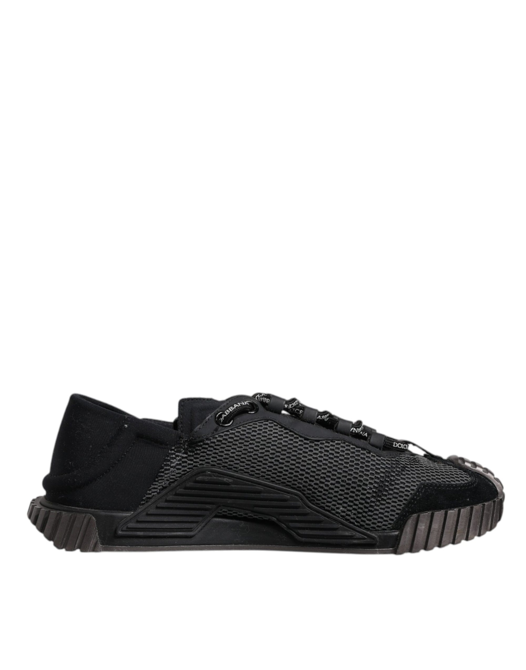 Dolce &amp; Gabbana Black Silver Logo Low Top Men Sneakers Shoes