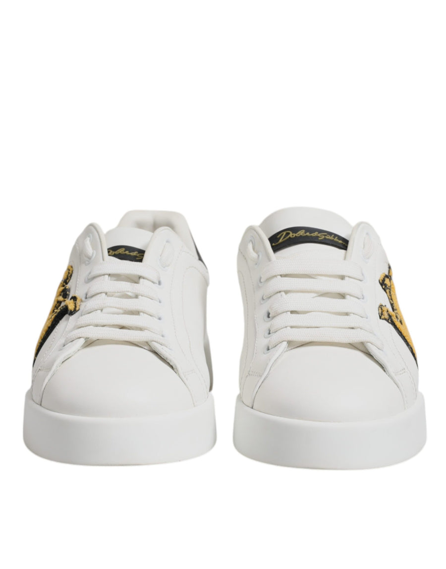 Dolce & Gabbana White Royal Crown Low Top Sneakers Shoes