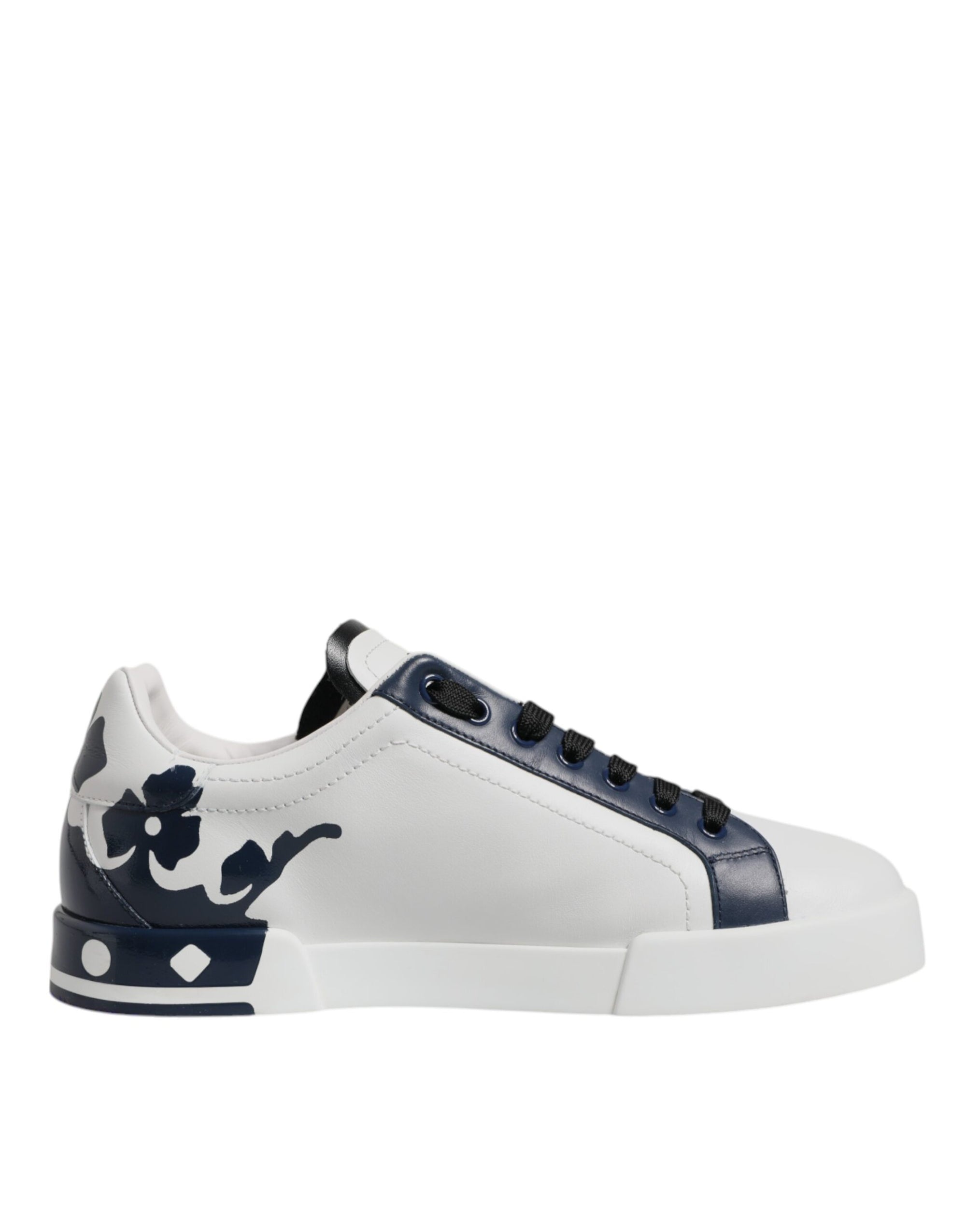 Dolce &amp; Gabbana White Blue Crown Low Top Men Sneakers Shoes