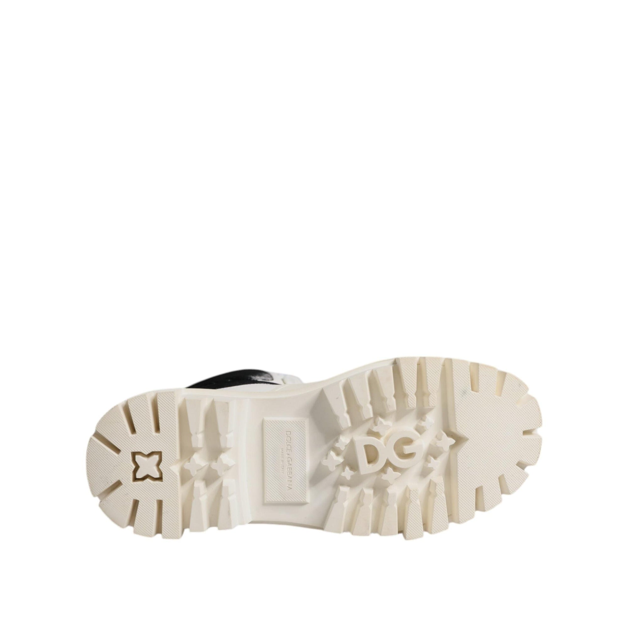 Dolce &amp; Gabbana White Padded Mid Calf Lace Up Boots Shoes