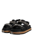 Dolce & Gabbana Black Crystal Embellish Strap Sandals Shoes