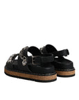 Dolce & Gabbana Black Crystal Embellish Strap Sandals Shoes