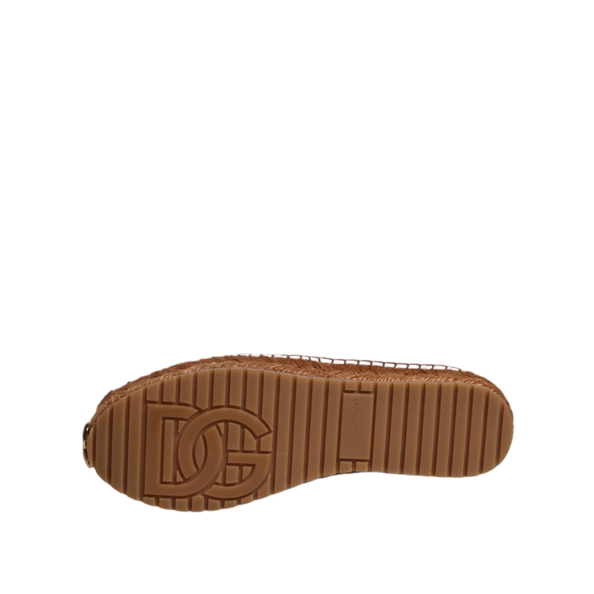 Dolce &amp; Gabbana White Logo Eyelet Slip On Espadrilles Shoes