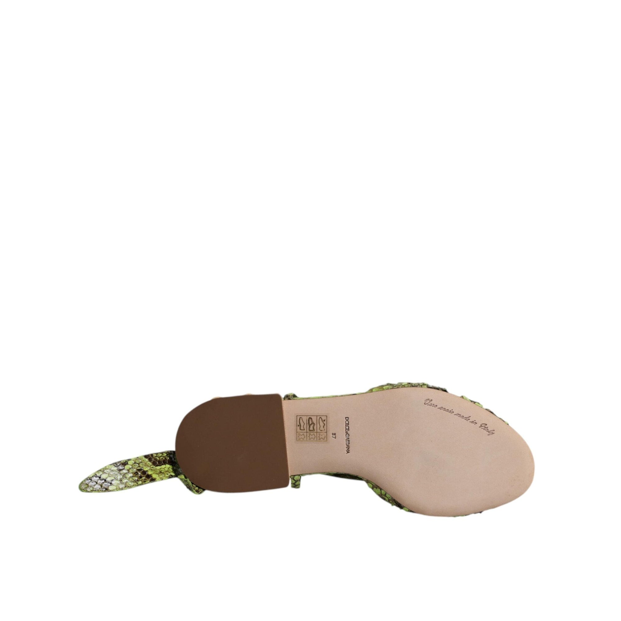 Dolce &amp; Gabbana Green Animal Print Ankle Wrap Sandals Shoes
