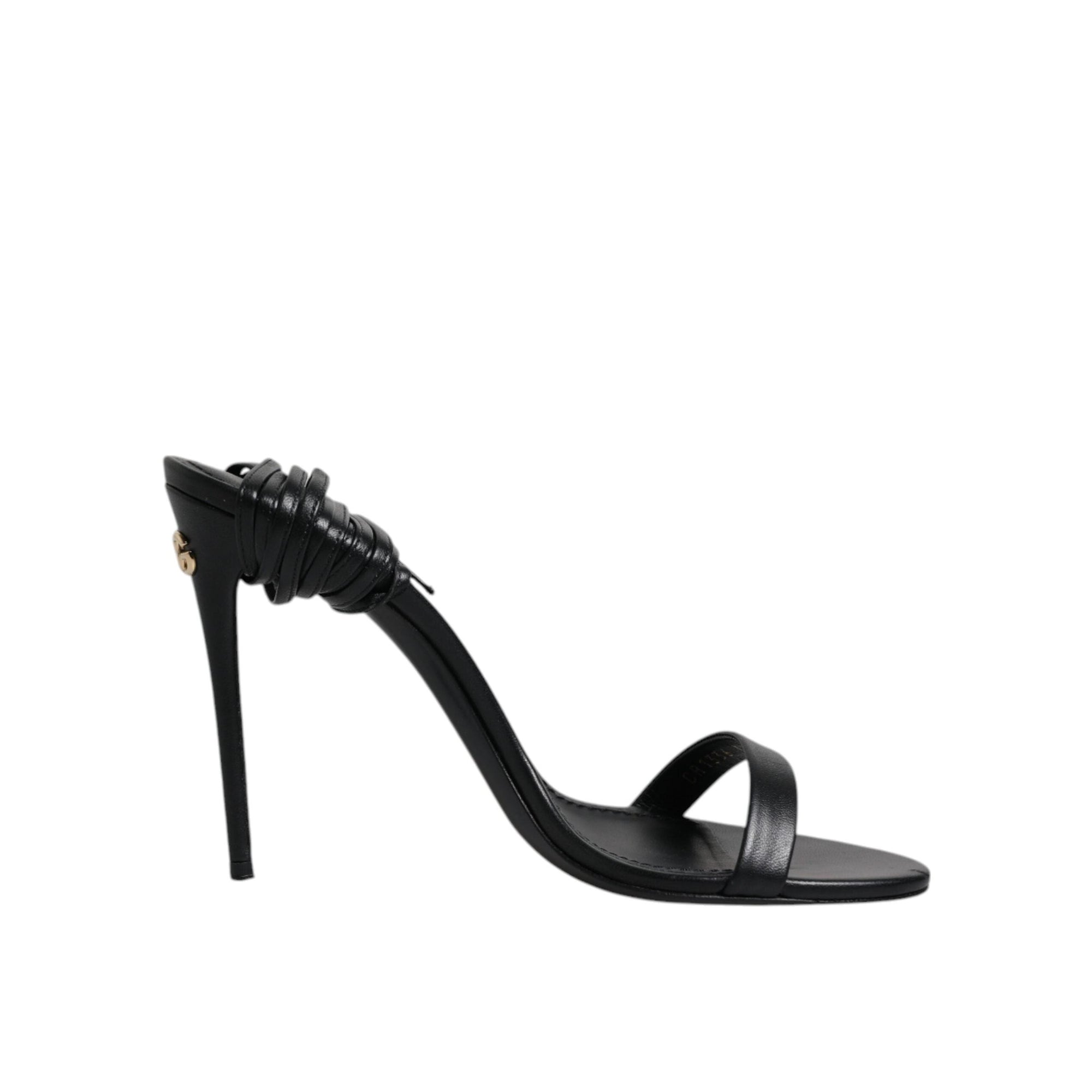 Dolce &amp; Gabbana Black Leather Stiletto Heels Sandals Shoes
