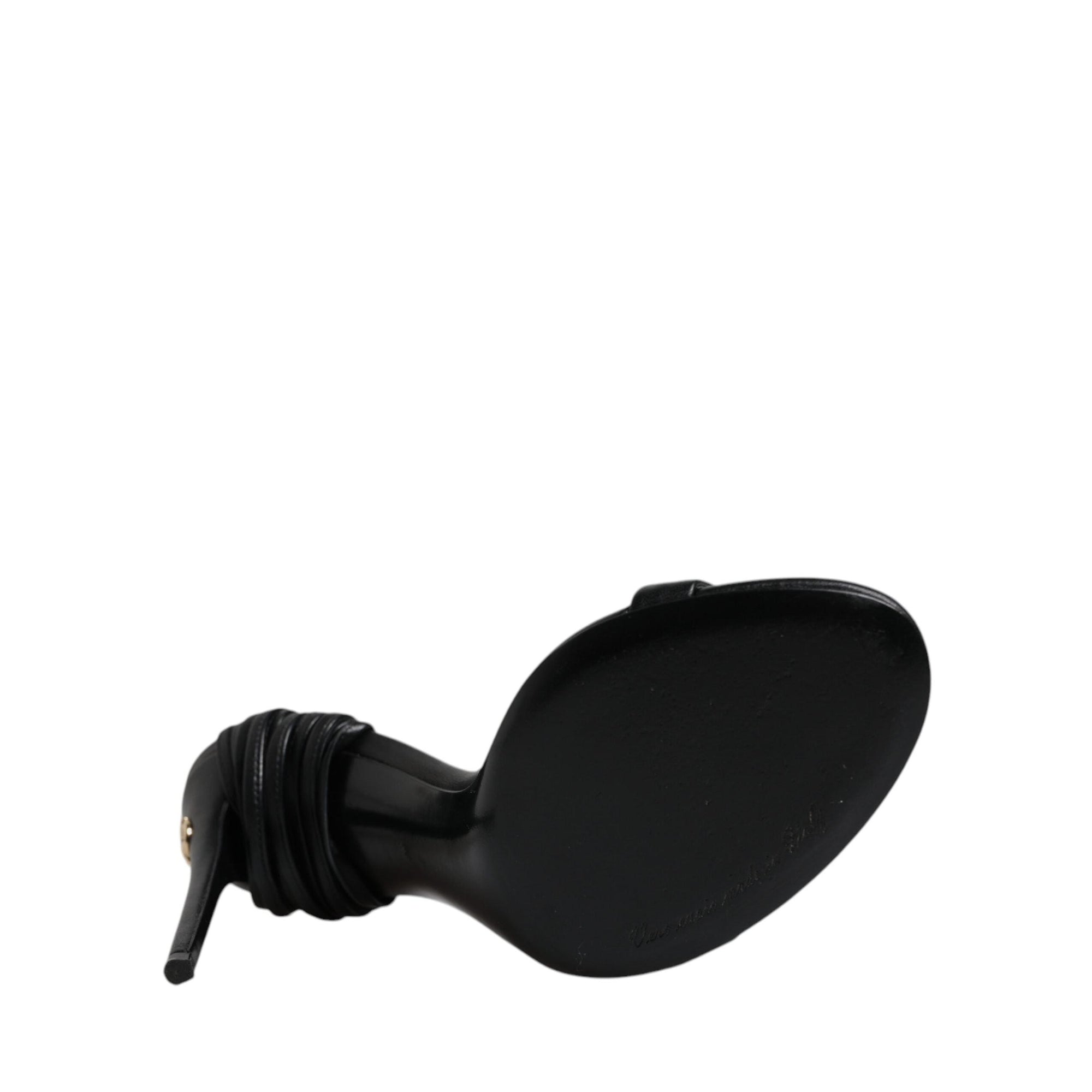 Dolce &amp; Gabbana Black Leather Stiletto Heels Sandals Shoes