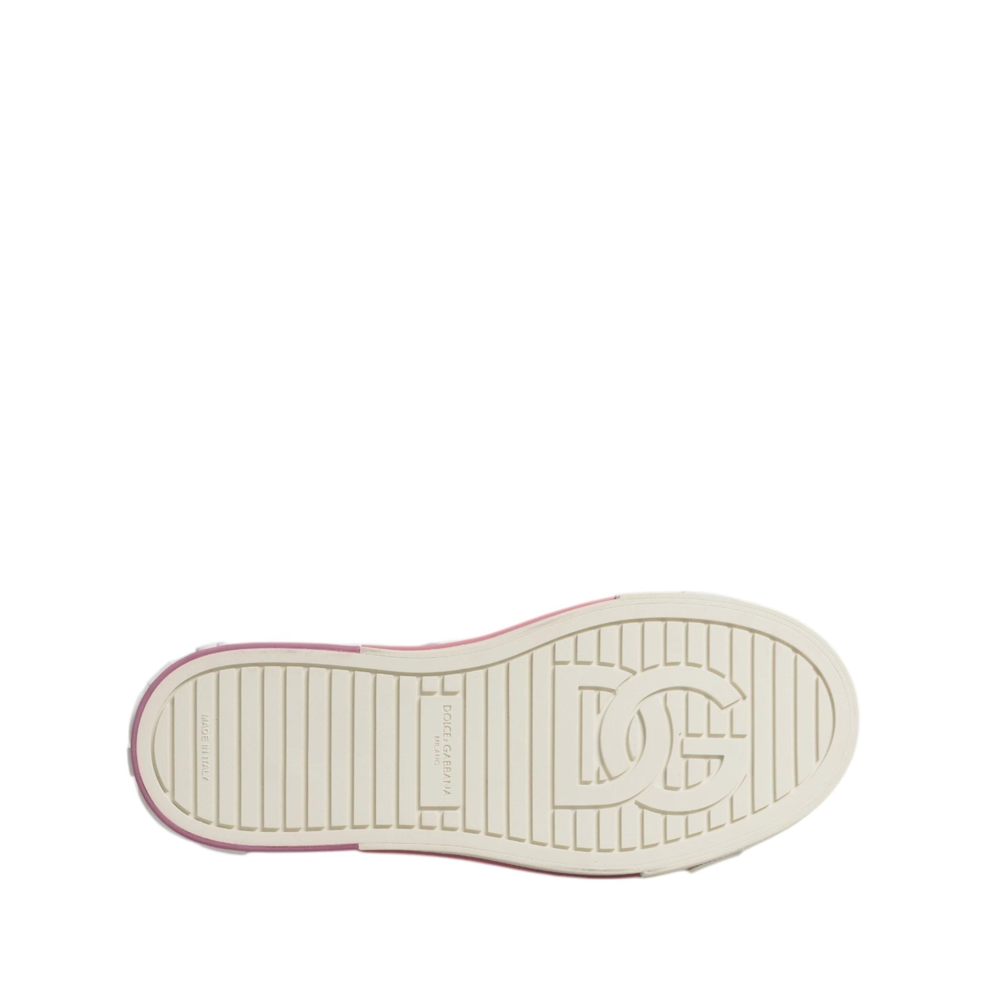 Dolce &amp; Gabbana White Pink Leather Low Top Sneakers Shoes