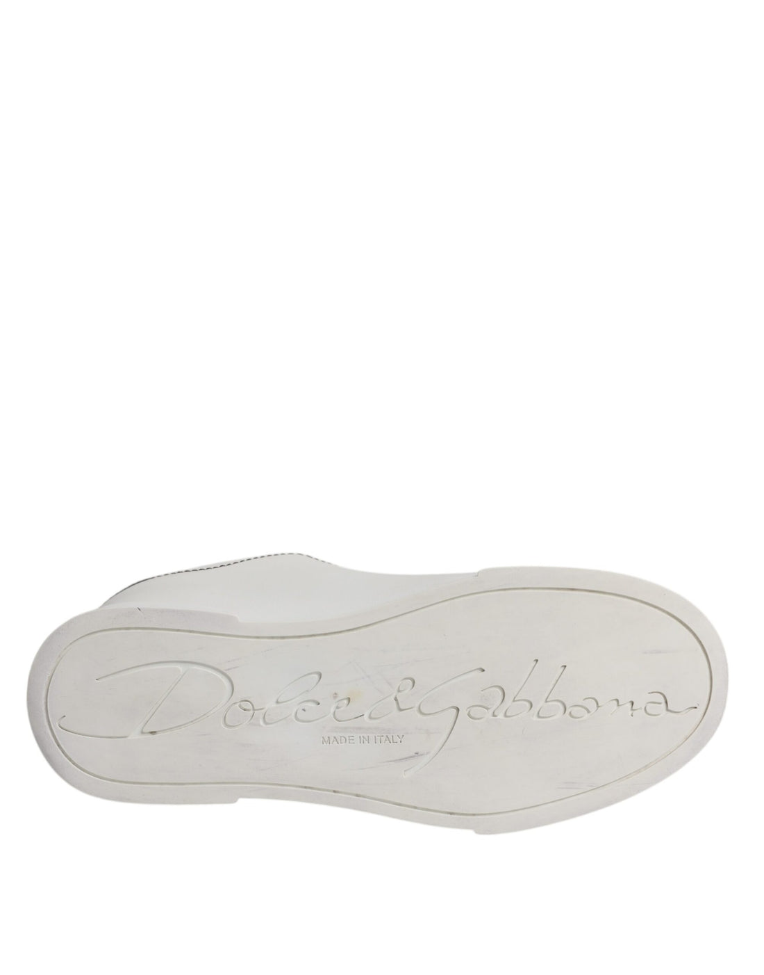 Dolce & Gabbana White Black Leather Low Top Sneakers Shoes