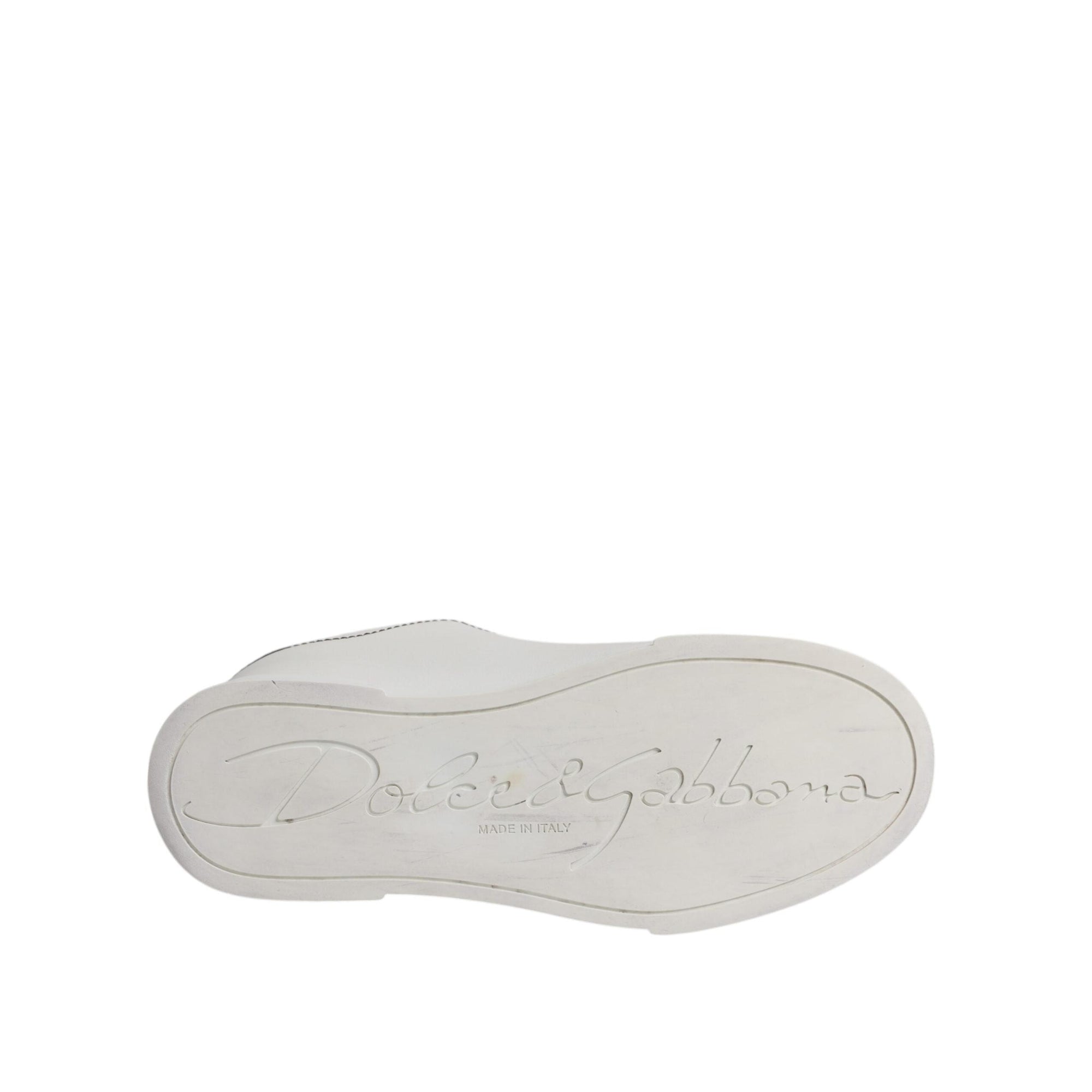 Dolce &amp; Gabbana White Black Leather Low Top Sneakers Shoes