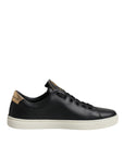 Dolce & Gabbana Black Leather Gold Red Heart Sneakers Shoes