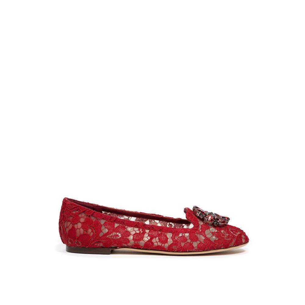 Dolce &amp; Gabbana Red Viscose Flat Shoe