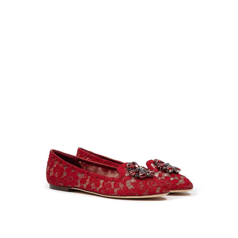 Dolce &amp; Gabbana Red Viscose Flat Shoe