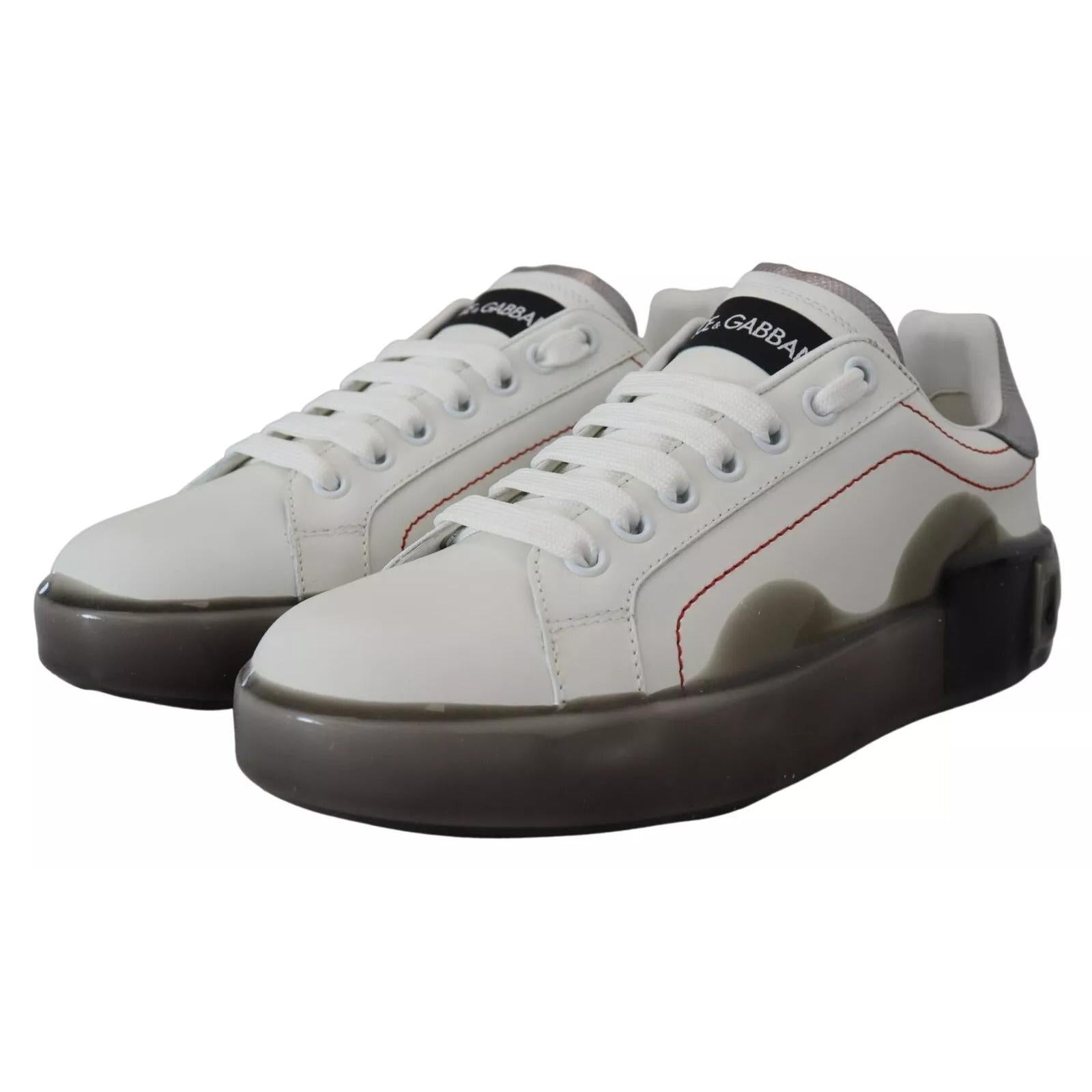 Dolce &amp; Gabbana White Leather Portofino Sneakers Shoes
