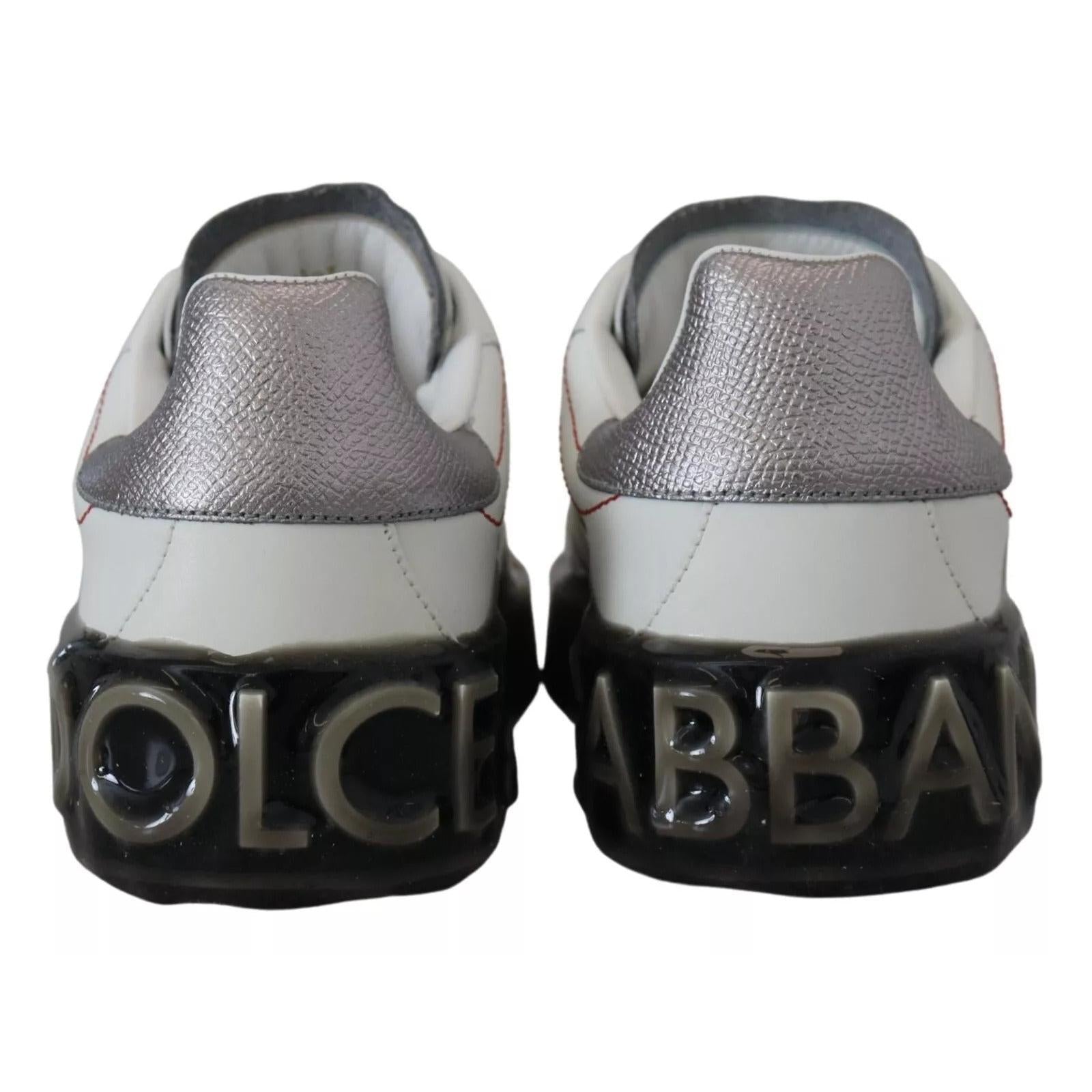 Dolce &amp; Gabbana White Leather Portofino Sneakers Shoes