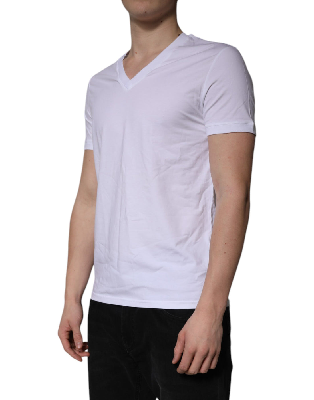 Dolce & Gabbana White V-neck Short Sleeves Underwear T-shirt