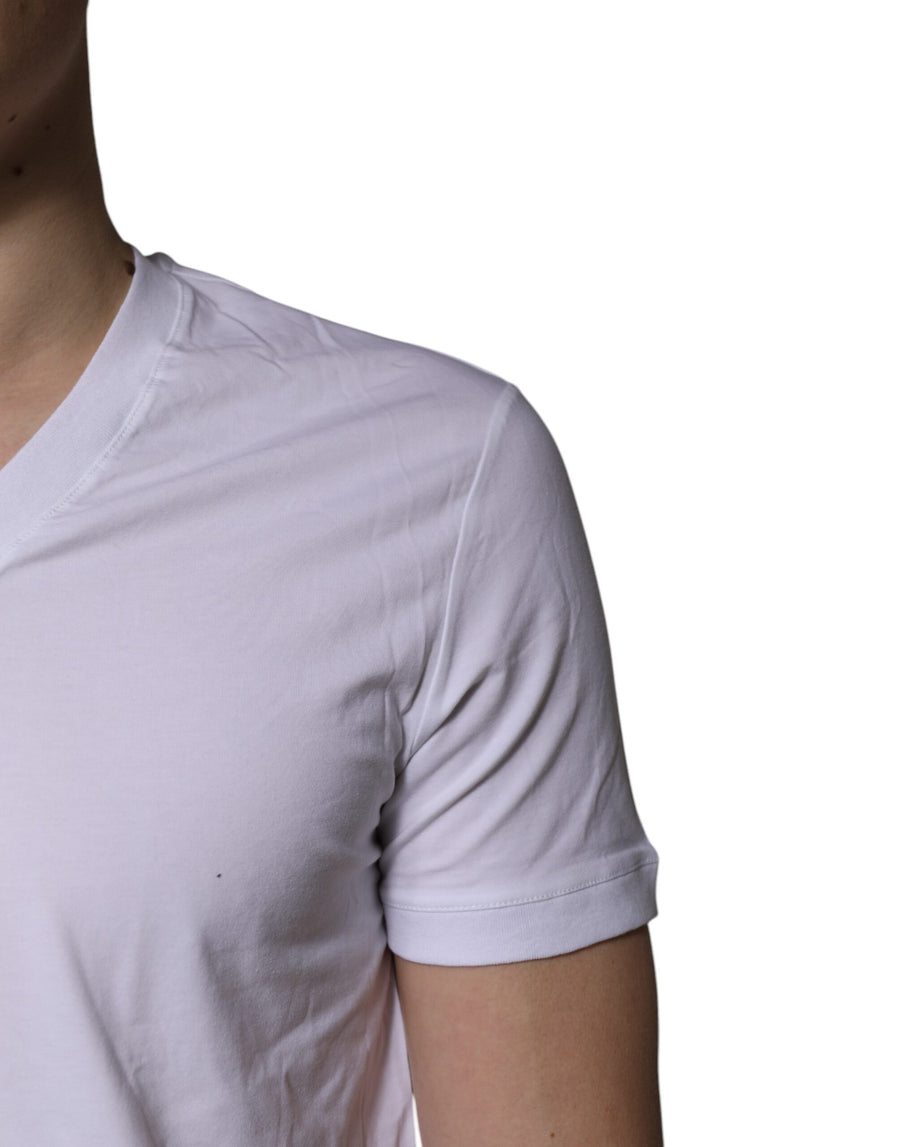 Dolce & Gabbana White V-neck Short Sleeves Underwear T-shirt