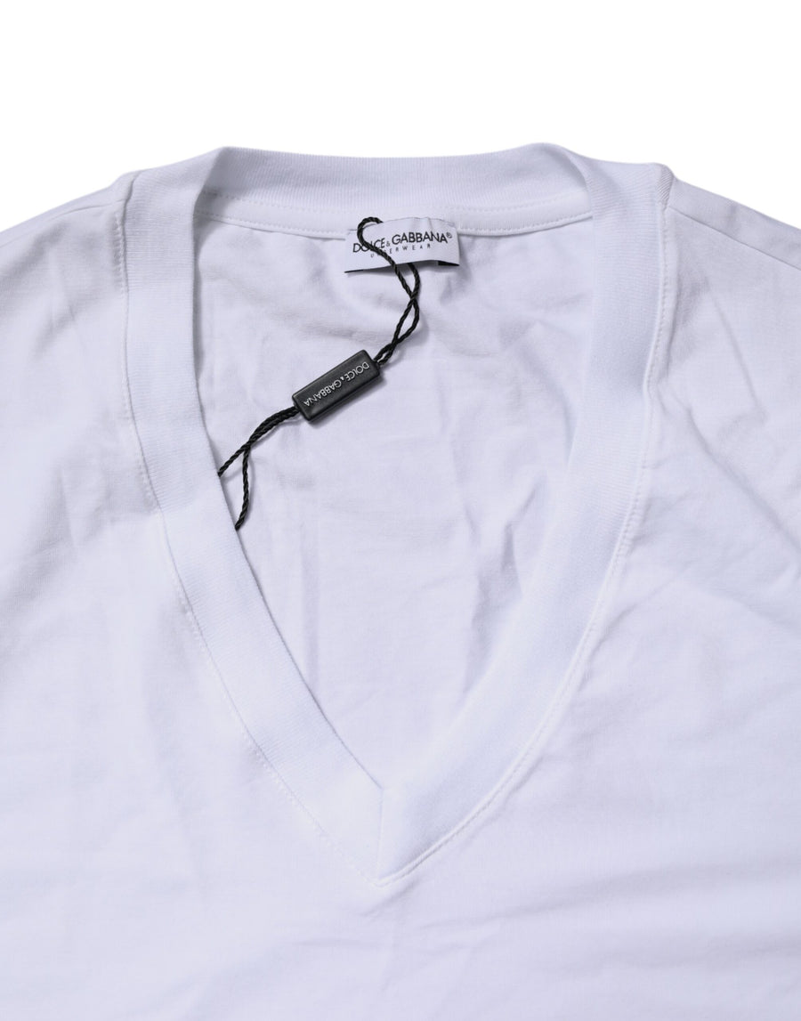 Dolce & Gabbana White V-neck Short Sleeves Underwear T-shirt