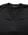 Dolce & Gabbana Dark Gray Silk V-neck Short Sleeves T-shirt