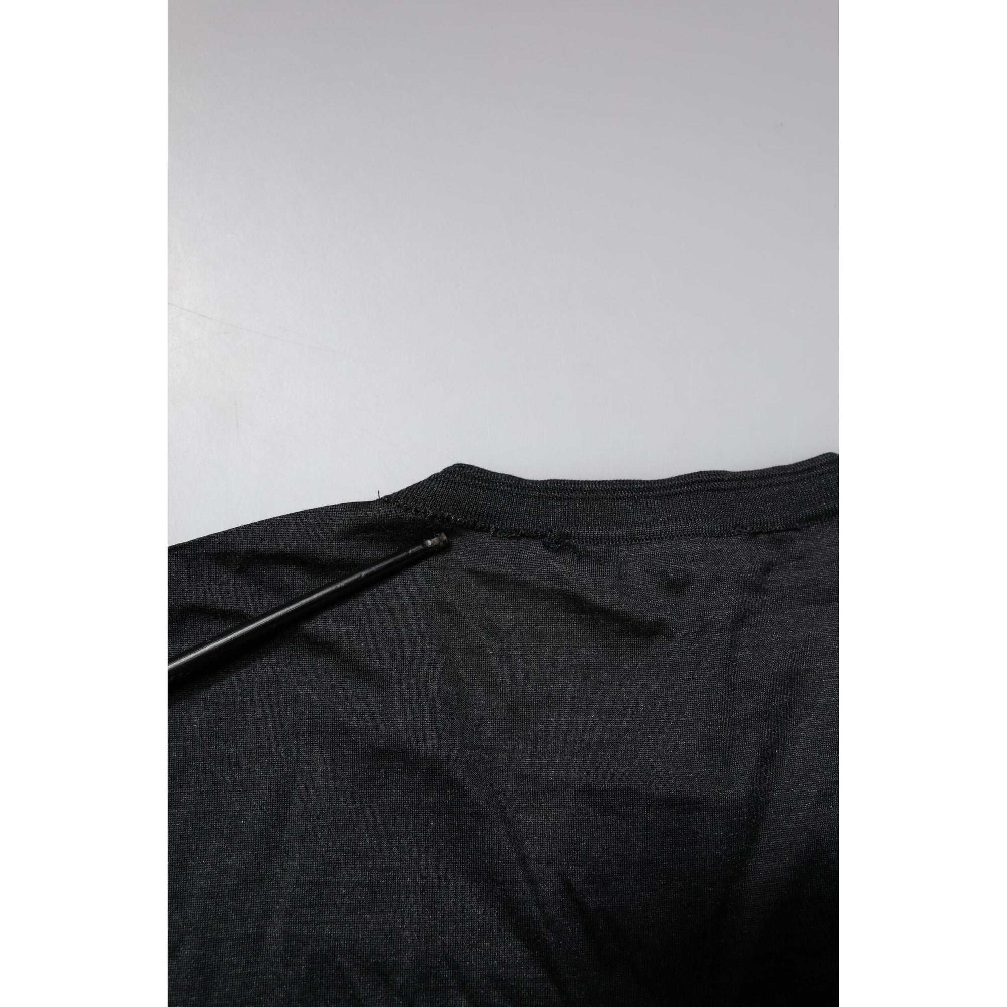 Dolce &amp; Gabbana Dark Gray Silk V-neck Short Sleeves T-shirt
