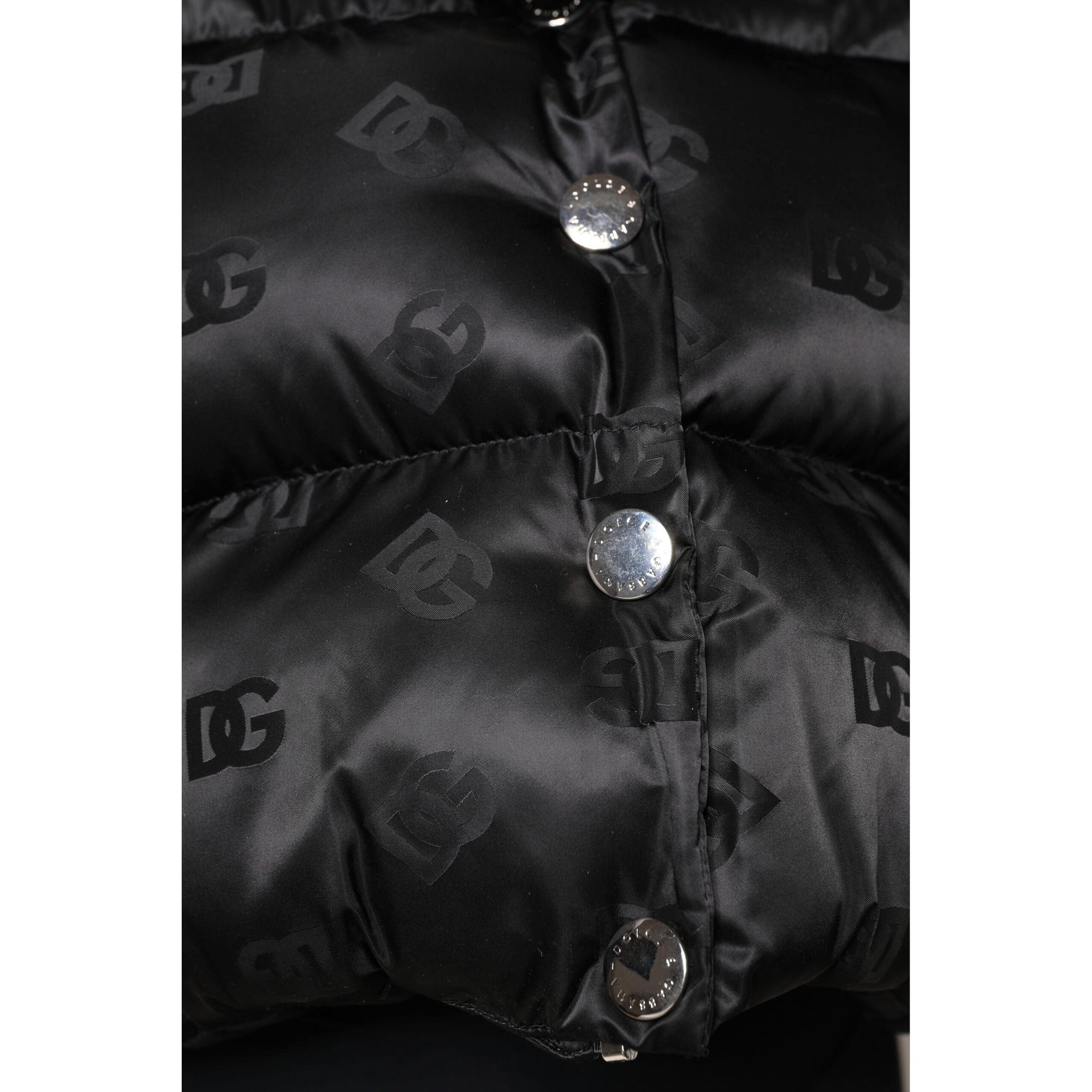 Dolce &amp; Gabbana Black Padded Puffer Hooded Full Zip Cropped Jacket