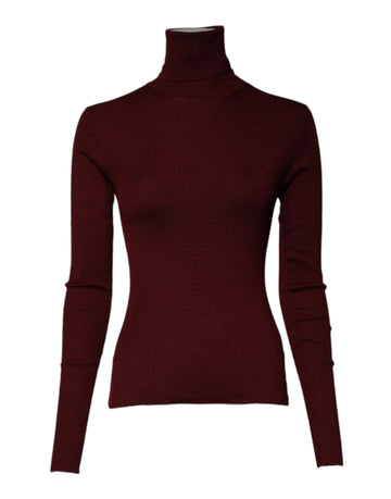 Dolce & Gabbana Burgundy Long Sleeves Turtleneck Slim Sweater