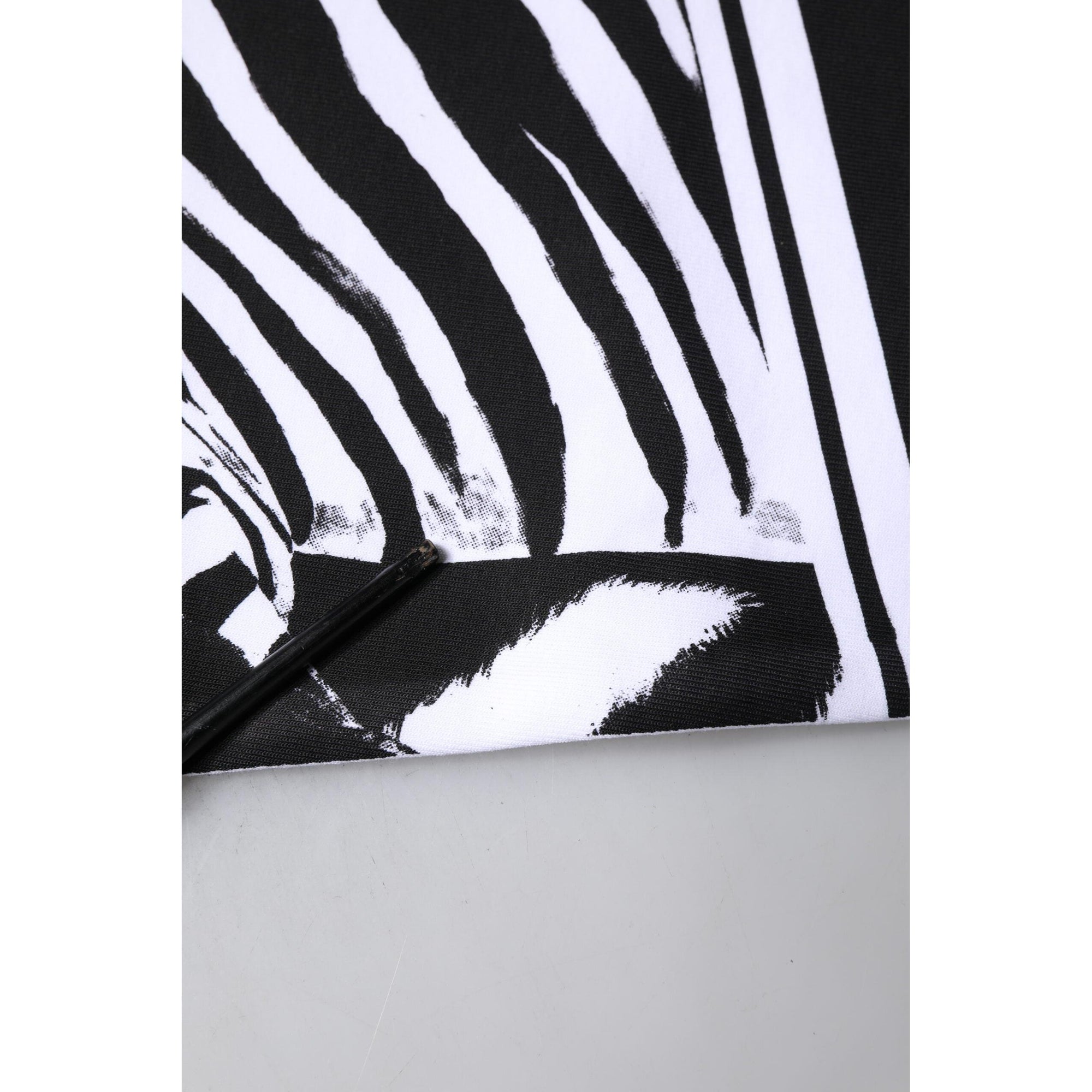 Dolce &amp; Gabbana White Black Zebra Print Sweatshirt Sweater